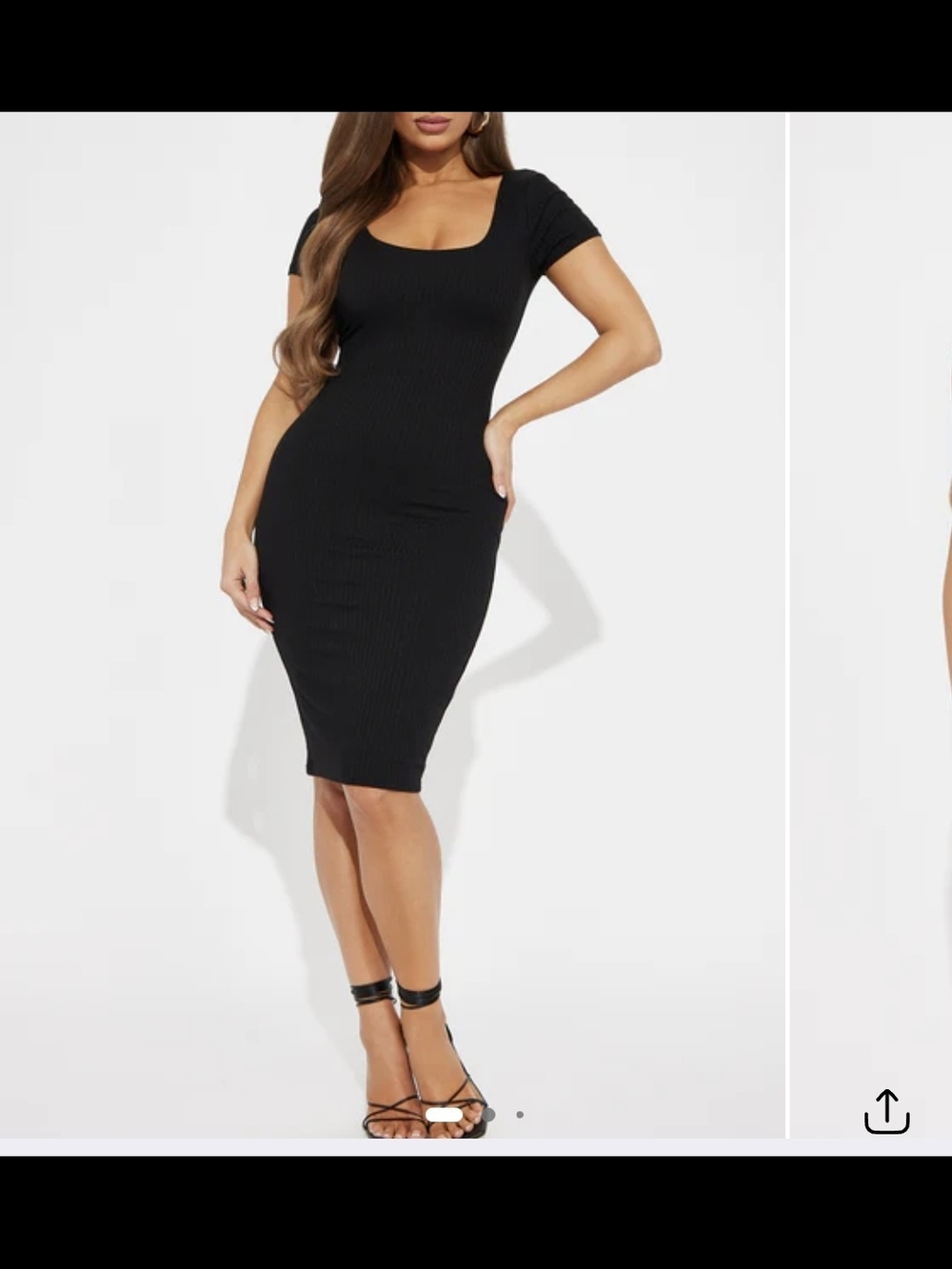 Fashion Nova Black Ribbed Scoop Midi Dress